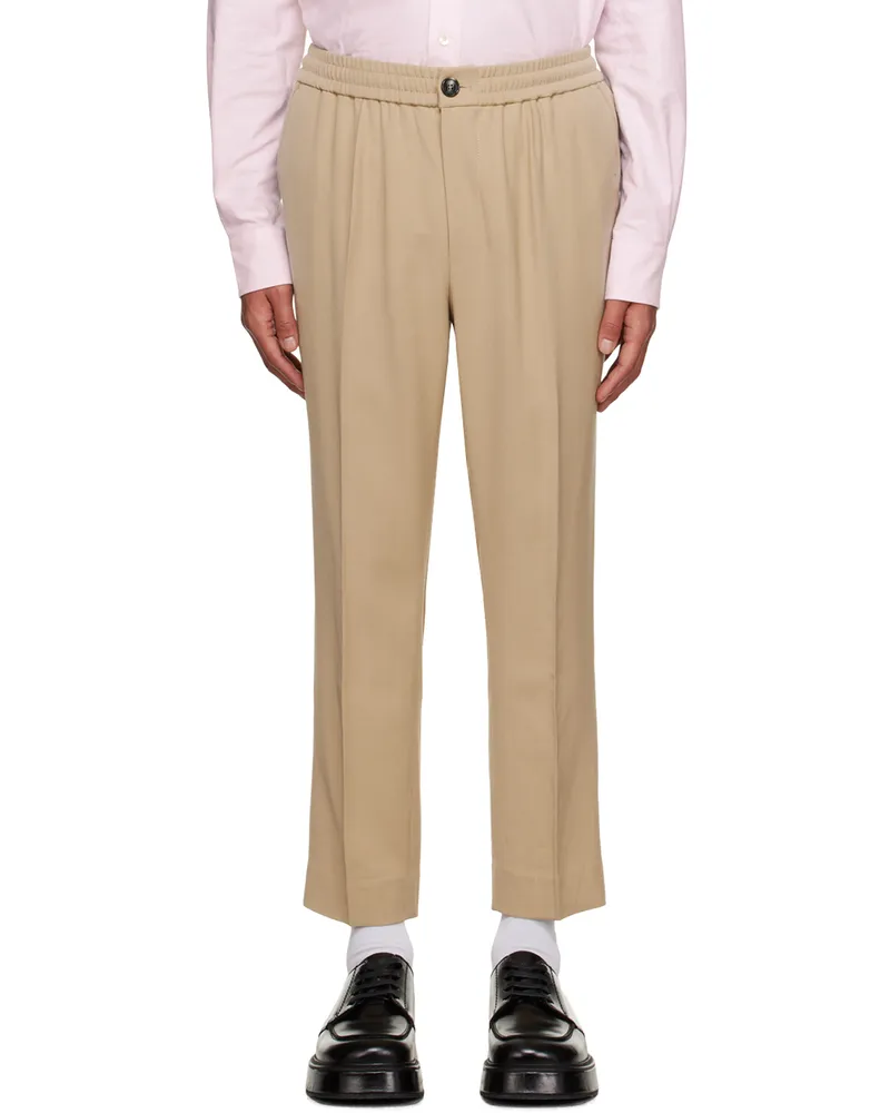 AMI Paris Beige Elasticized Trousers Champagne