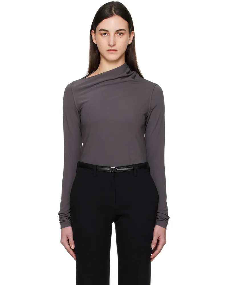 Totême Gray Draped Jersey T-shirt Anthracite