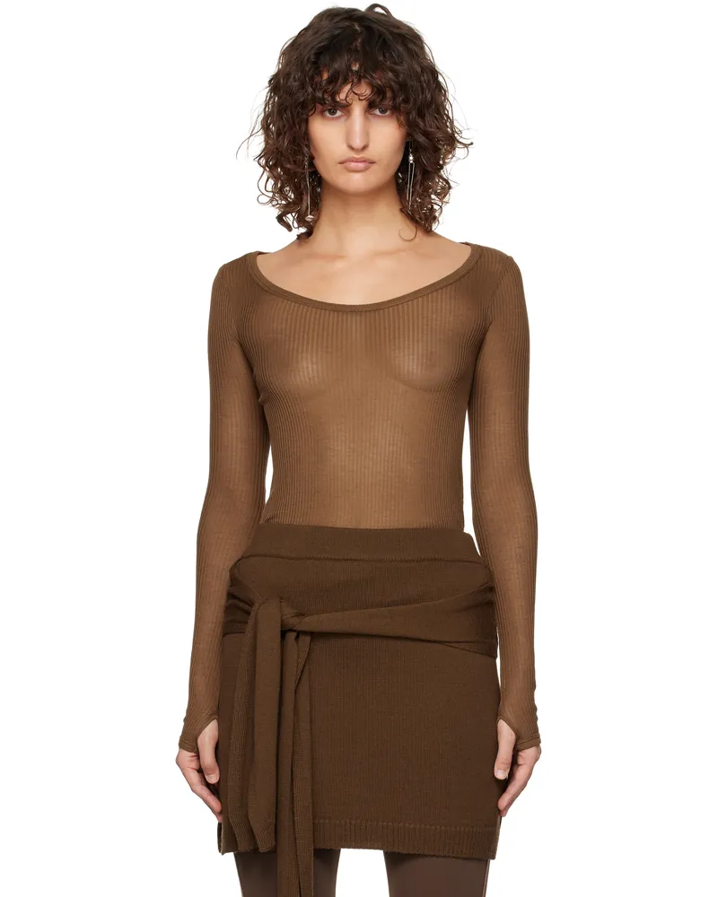 Christophe Lemaire Brown Seamless T-shirt Br451