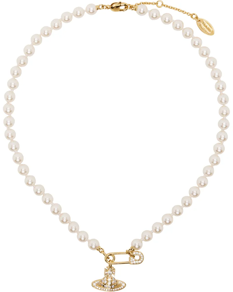 Vivienne Westwood Gold & White Lucrece Faux-Pearl Necklace R233