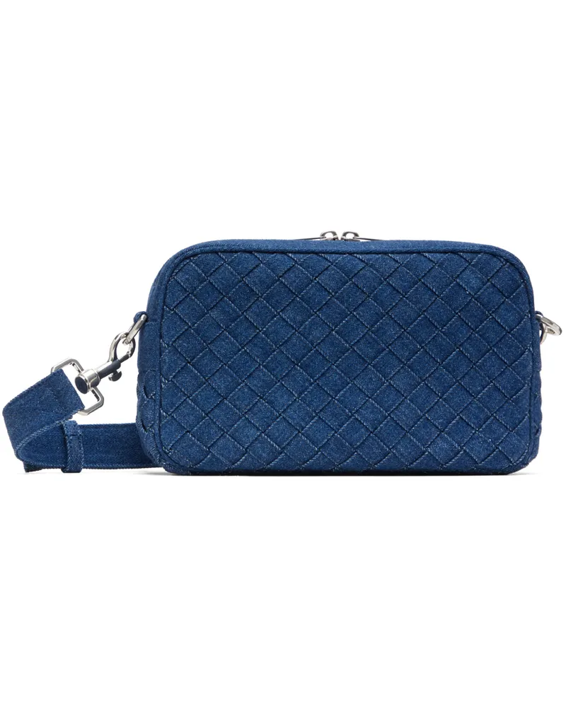 Bottega Veneta Indigo Small Intreccio Bag 4023-indigo-silver