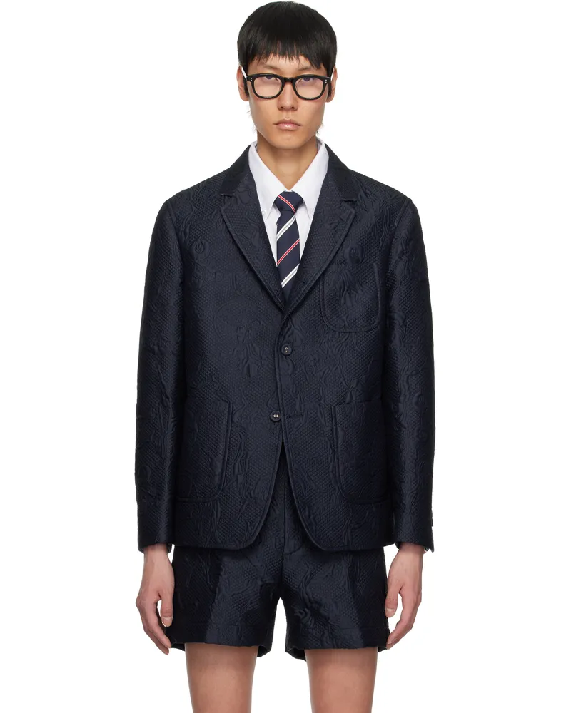 Thom Browne Navy Olympic Matelassé Unconstructed Sport Blazer 415