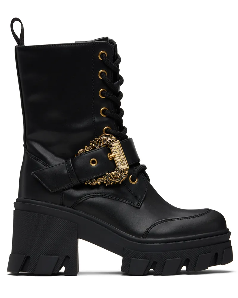 Versace Jeans Black Baroque Buckle Drew Boots E899