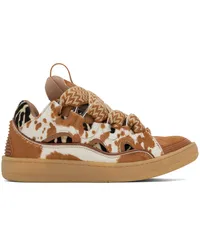 Lanvin Beige & Brown Pony Effect Curb Sneakers Dark