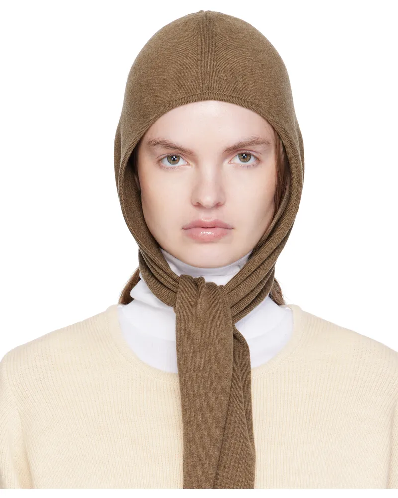 Christophe Lemaire Brown Fine Wool Head Scarf Hood Br425