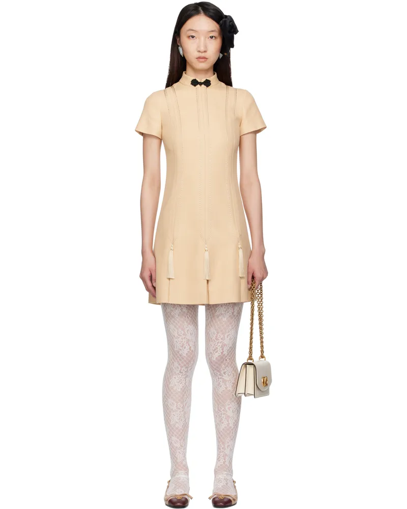 Valentino Garavani Beige Rustic Silk Minidress Et5