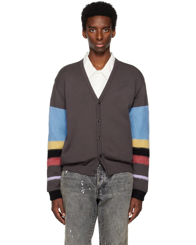 AWAKE NY Brown Striped Cardigan Brown