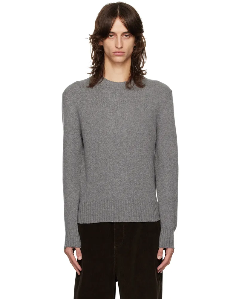 AMI Paris Gray Cashmere Ami De Cœur Sweater Light