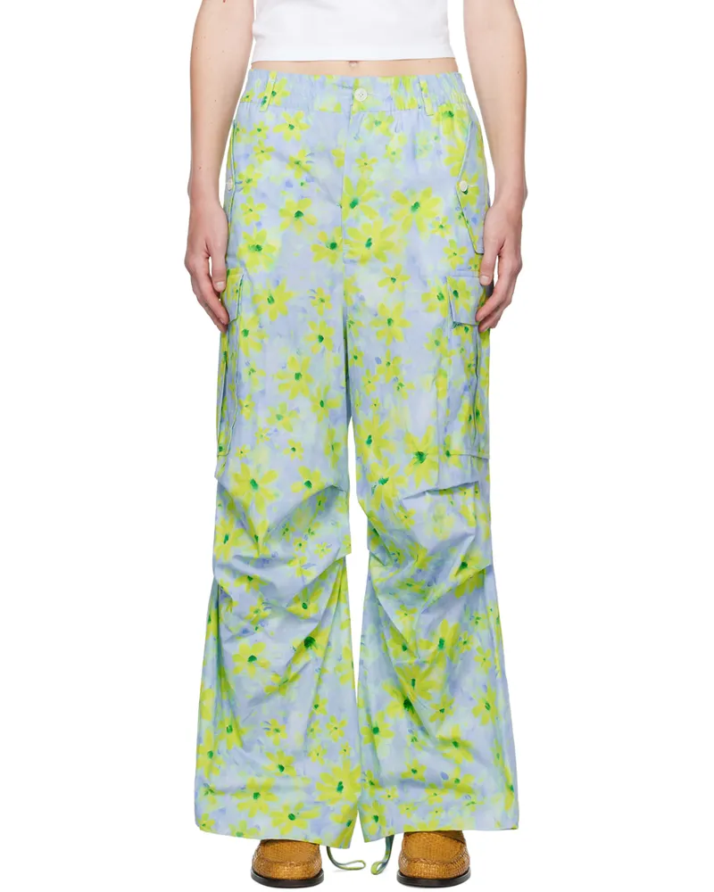 Marni Blue Floral Cargo Pants Pab24