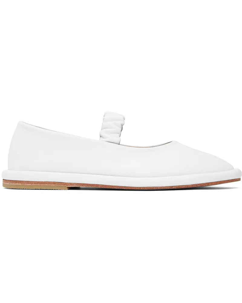 Lauren Manoogian White Ruche Ballerina Flats W01