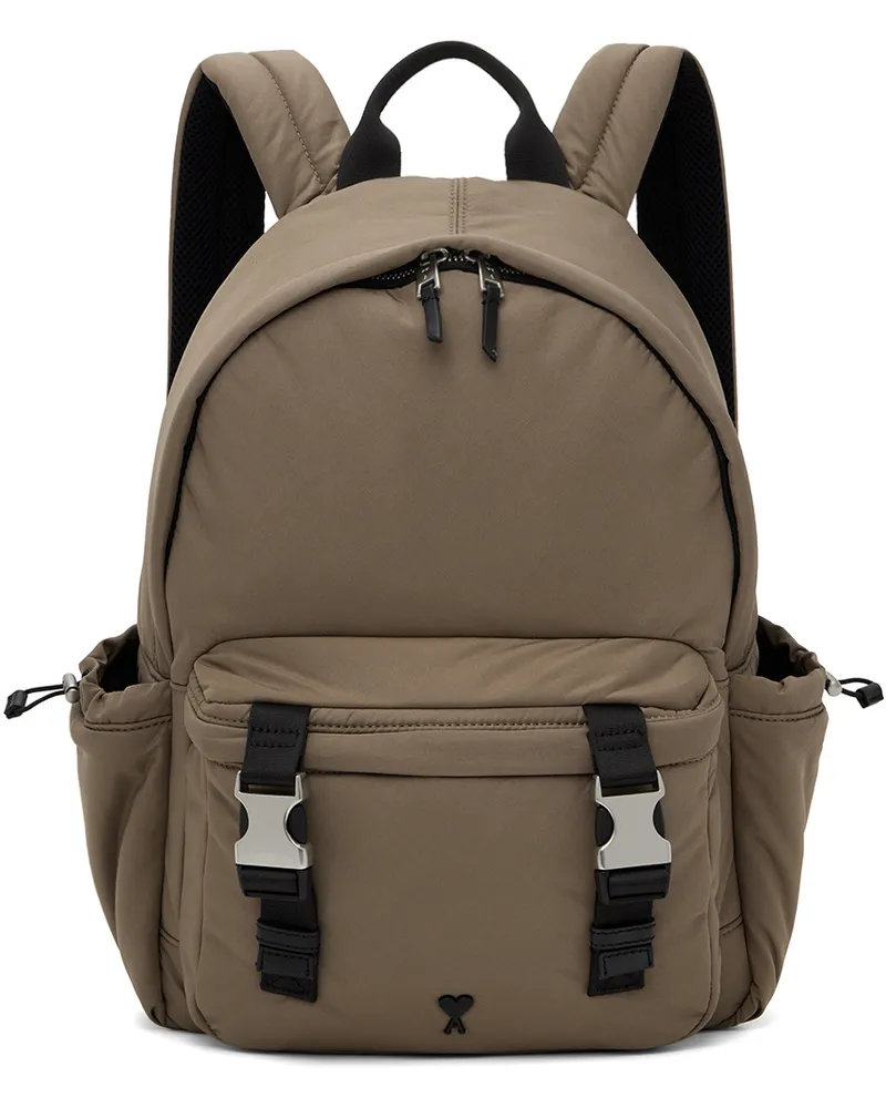 AMI Paris Taupe Ami De Cœur Backpack Dark