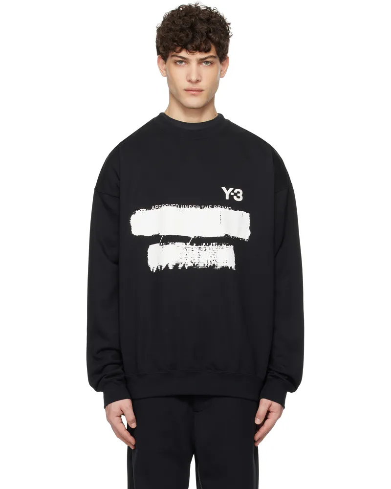 Y-3 Black Graphic Crew Sweatshirt Black