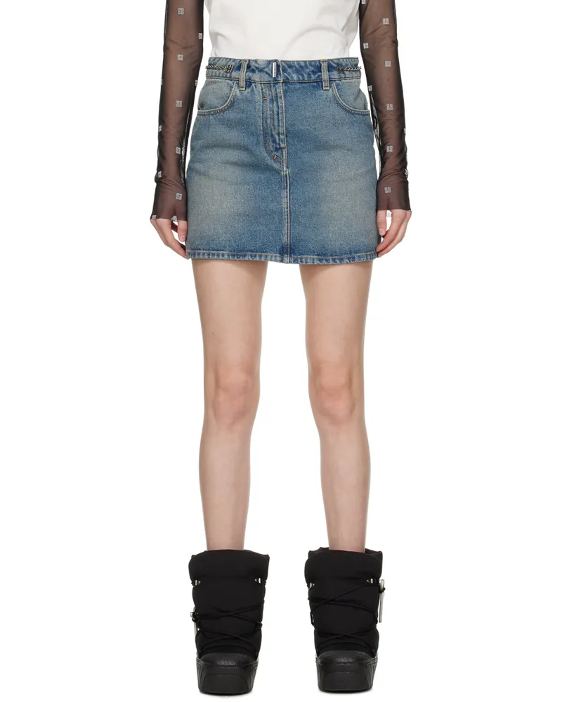 Givenchy Blue Chain Link Denim Miniskirt 420-medium