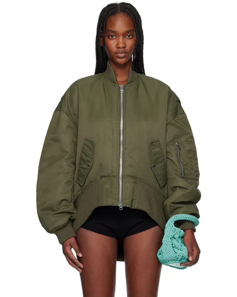 J.W.Anderson Green Curved Hem Oversized Bomber Jacket 595
