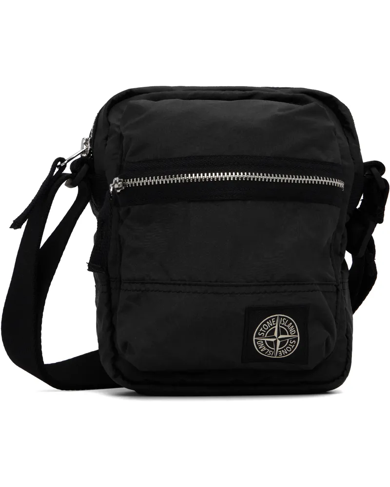 Stone Island Black 9200015 Coated Nylon Metal ECONYL Pouch V0029