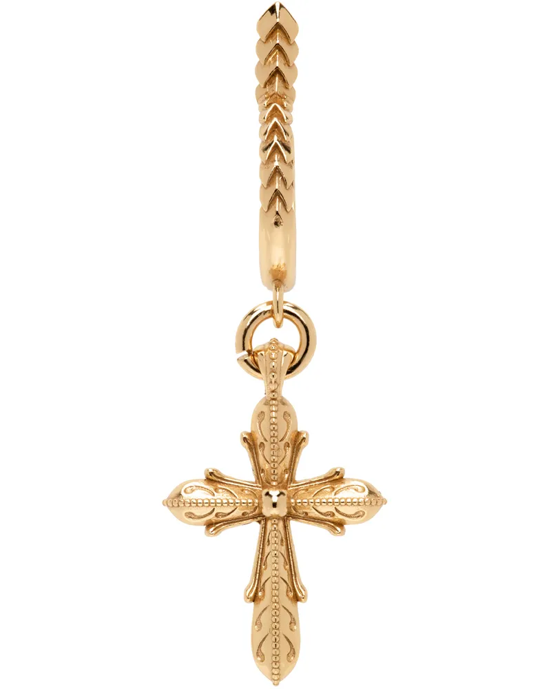 Emanuele Bicocchi Gold Tiny Cross Single Earring Gold