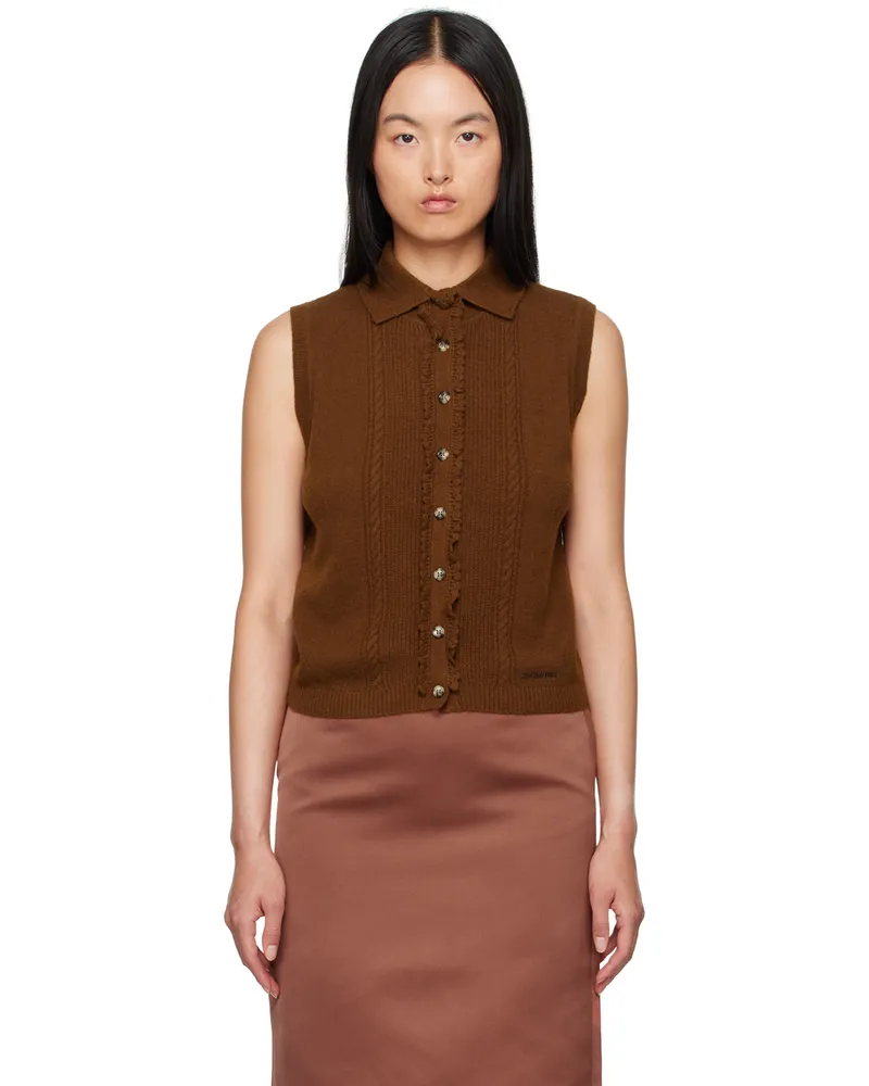 SHUSHU/TONG Brown Spread Collar Cardigan Ca100