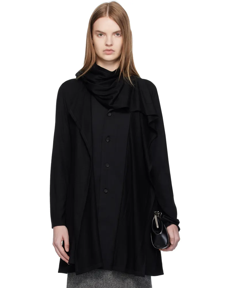 Yohji Yamamoto Black Wool Stole Blouse 1