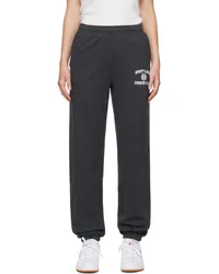 SPORTY & RICH Gray Varsity Crest Sweatpants Faded