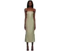 Khaki Bodice Faux-Leather Midi Dress