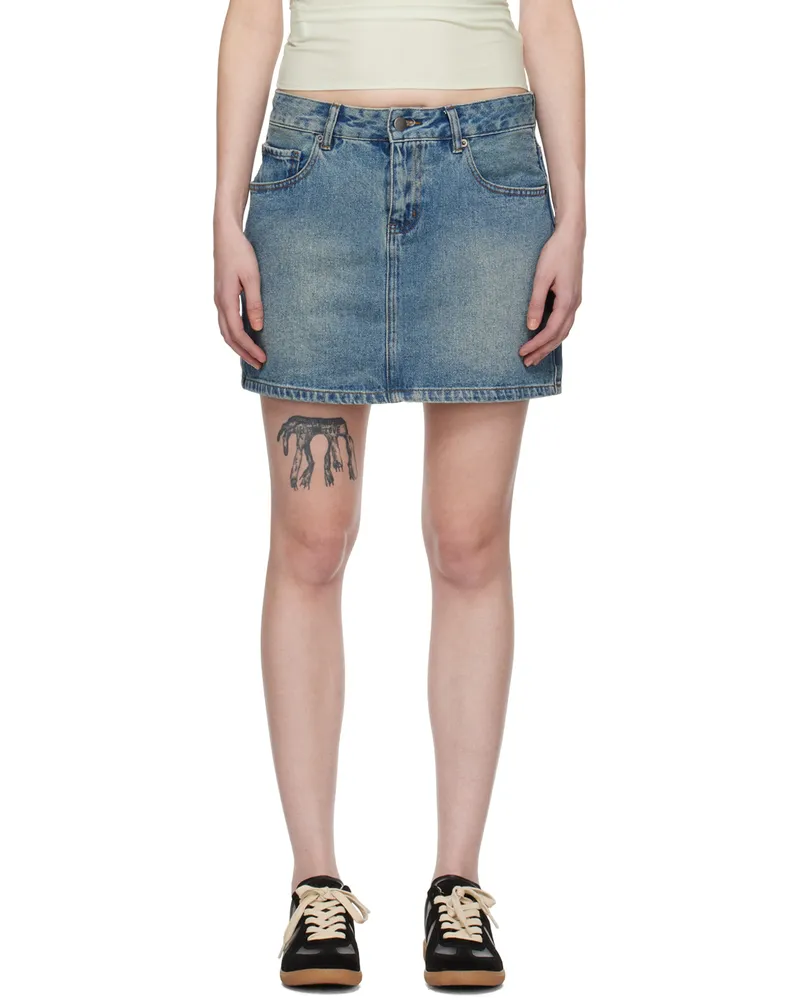 Wynn Hamlyn Indigo Washed Denim Miniskirt Mid