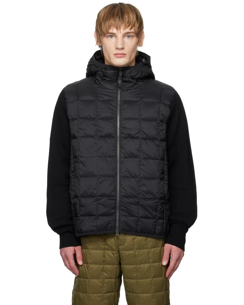 TAION Black Hood Knit Down Jacket Black