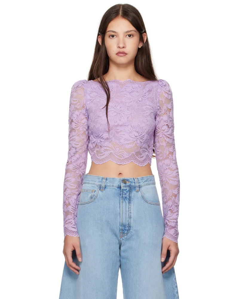 Paco Rabanne Purple Long-Sleeved Crop Blouse P519