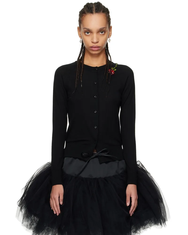 Simone Rocha Black Embellished Flower Cardigan Black