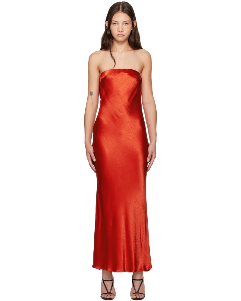 bec & bridge Red Moon Dance Strapless Maxi Dress Crimson