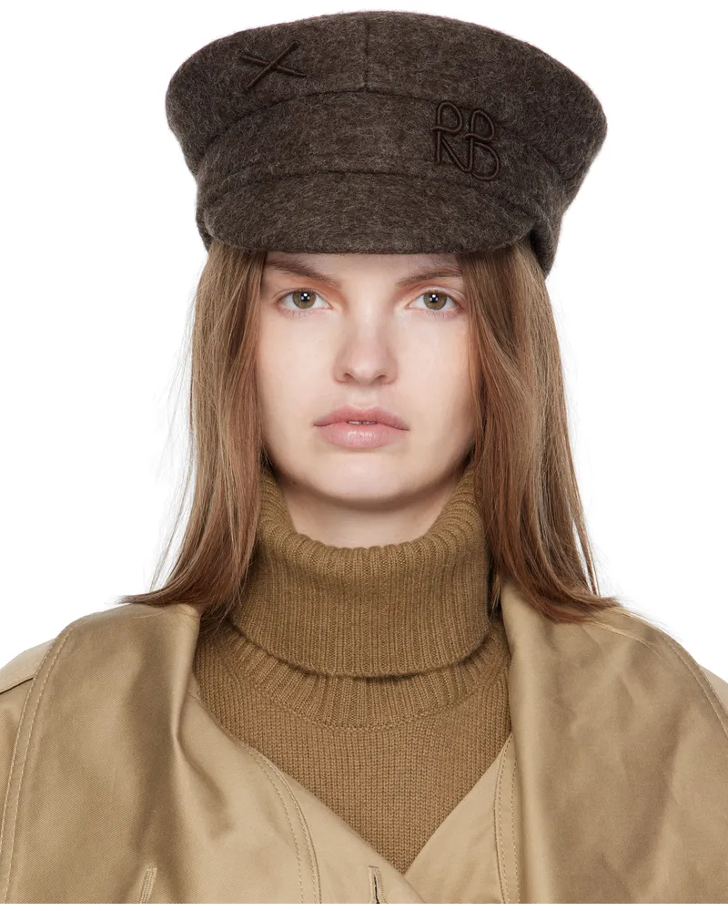 RUSLAN BAGINSKIY Brown Logo-Embellished Baker Boy Cap Brown