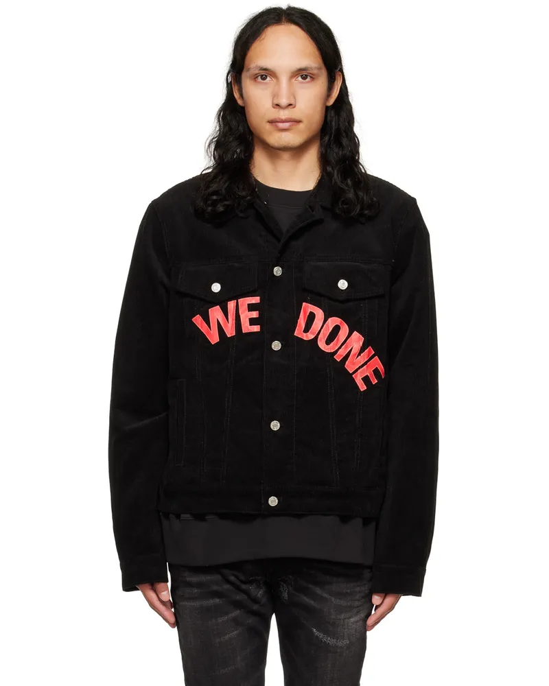 WE 11 DONE Black Spread Collar Jacket Black