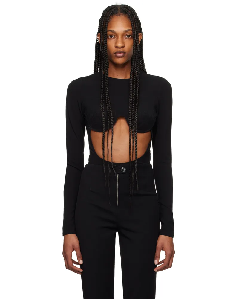 Jean Paul Gaultier Black Cone Bra Bodysuit 00