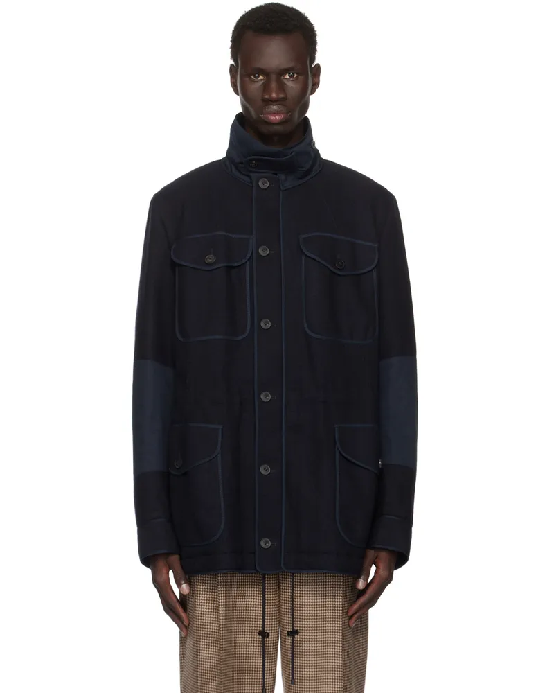Dries van Noten Navy Wool Gabardine Jacket 509