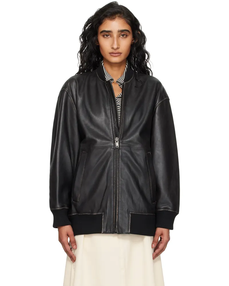 Max Mara Black Tattico Leather Jacket 001