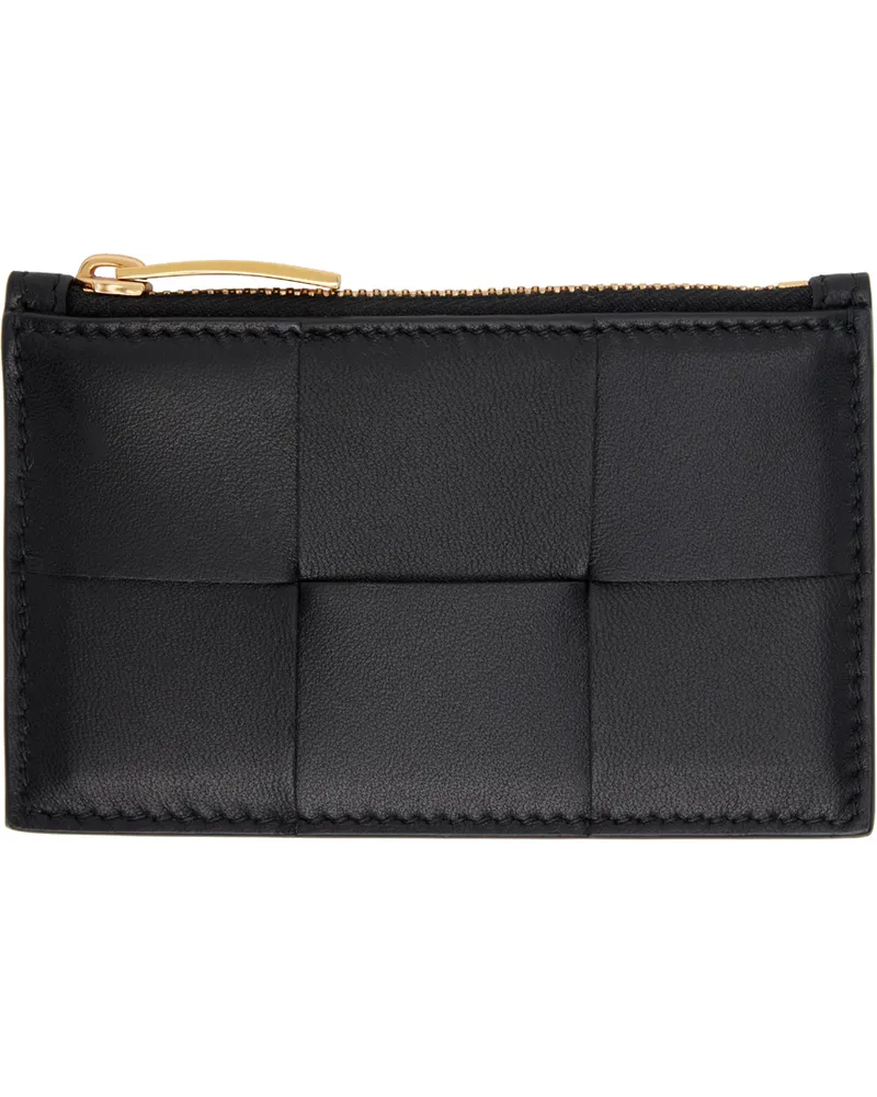 Bottega Veneta Black Zipped Card Case Black