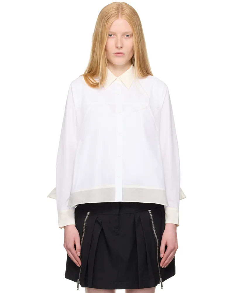 3.1 phillip lim White Long Sleeve Flounce Hem Shirt White