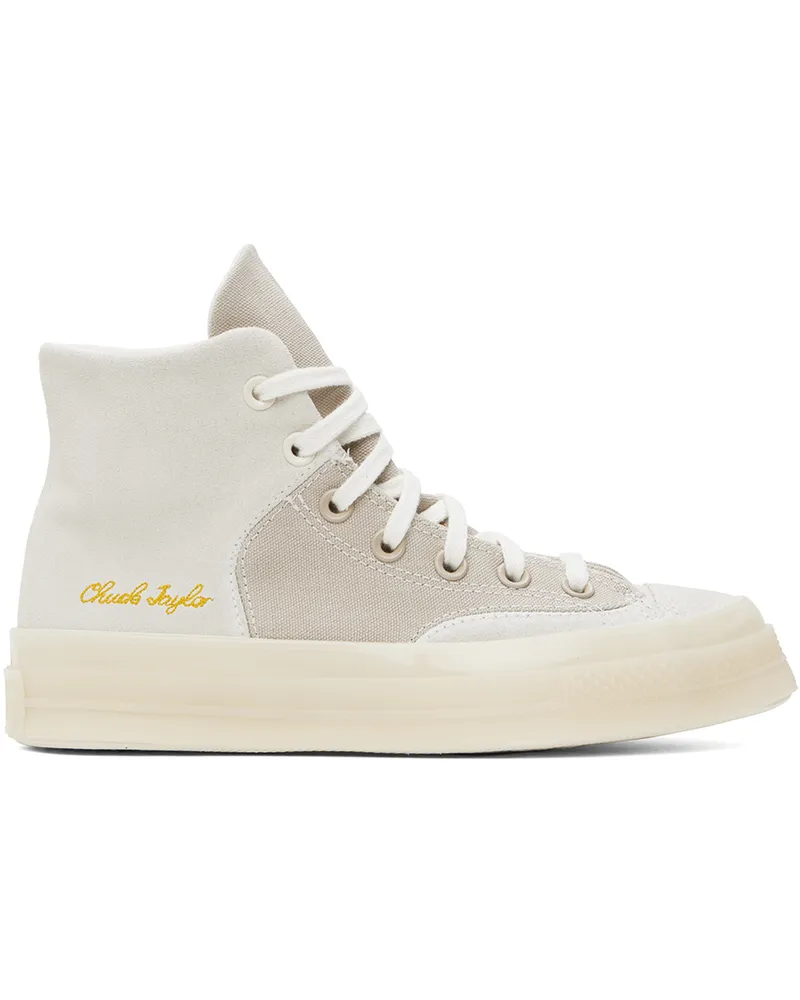 Converse Gray & Beige Chuck 70 Marquis Mixed Materials High Top Sneakers Beach