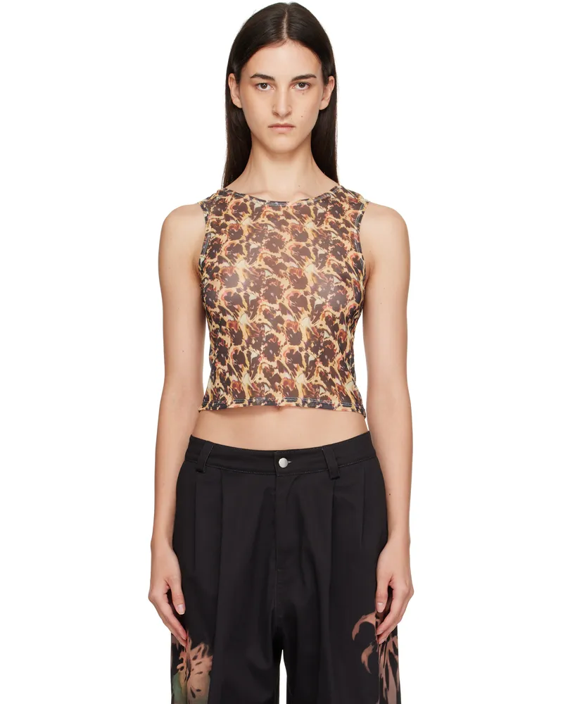 Collina Strada Beige & Black Leopard Peony Dachi Cardio Top Leopard