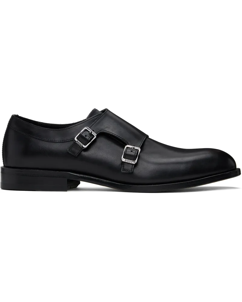 HUGO BOSS Black Leather Flexible Sole Monkstraps 001-black
