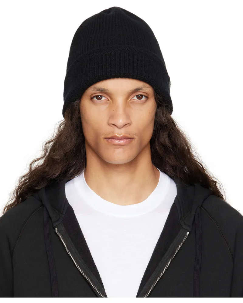 Tom Ford Black Cashmere Knitted Beanie Black