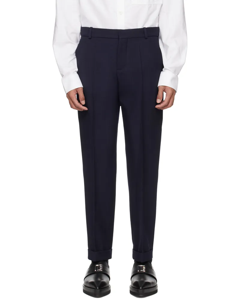 Balmain Navy Rolled Cuff Trousers 6ub