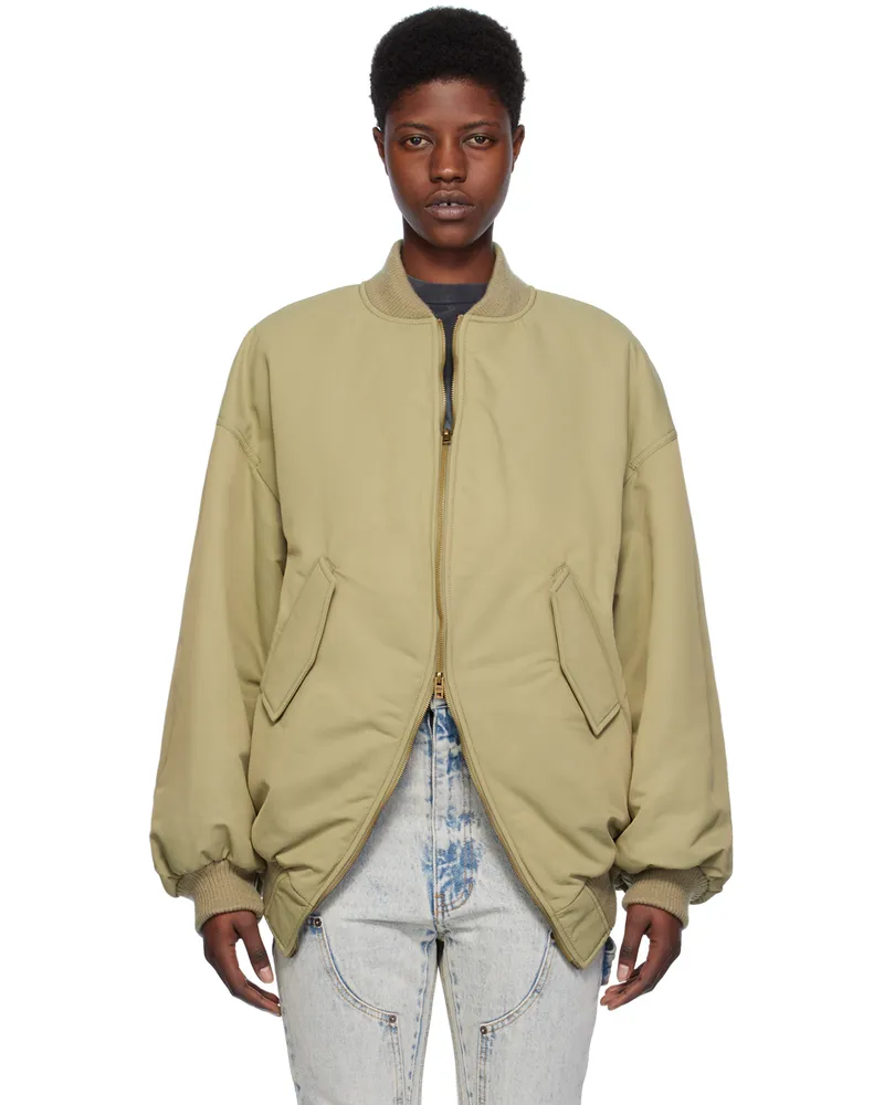 WE 11 DONE Khaki Padded Bomber Jacket Khaki