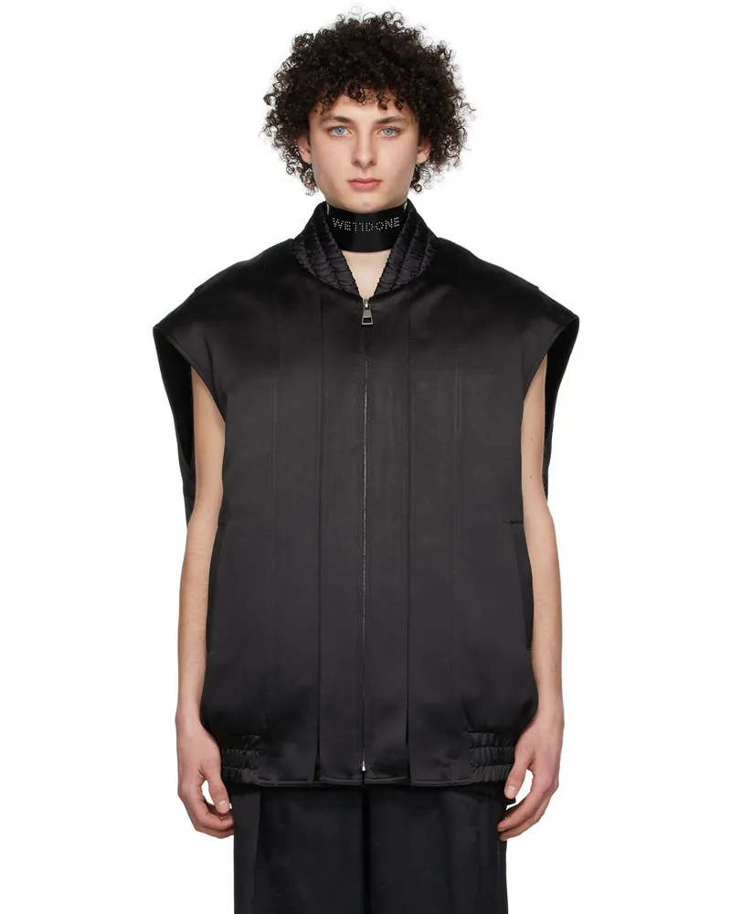 WE 11 DONE Black Bomber Vest Black