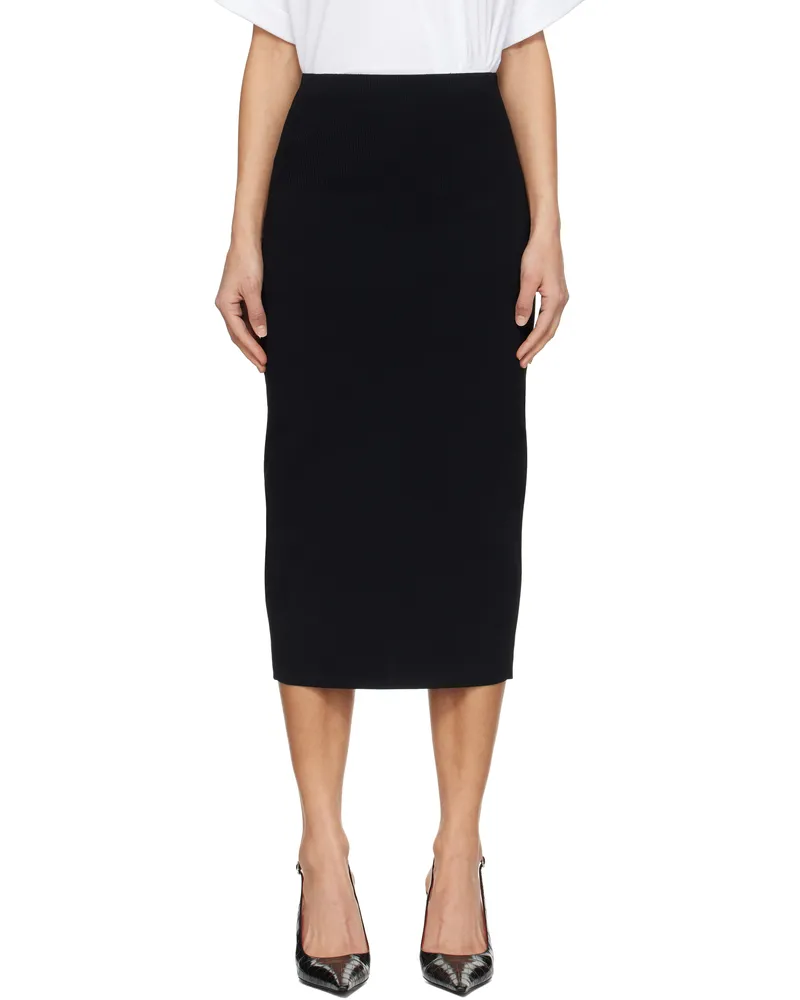 Victoria Beckham Black Fitted Midi Skirt Black