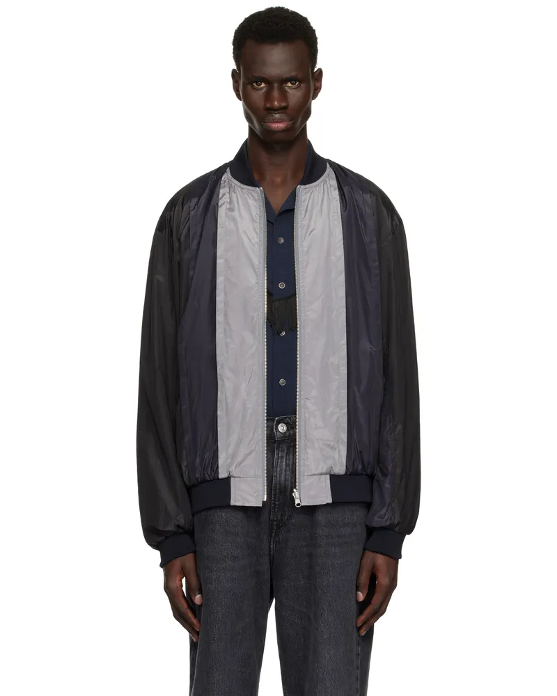 Toga Black Polyester Cotton Taffeta Reversible Bomber Jacket Black