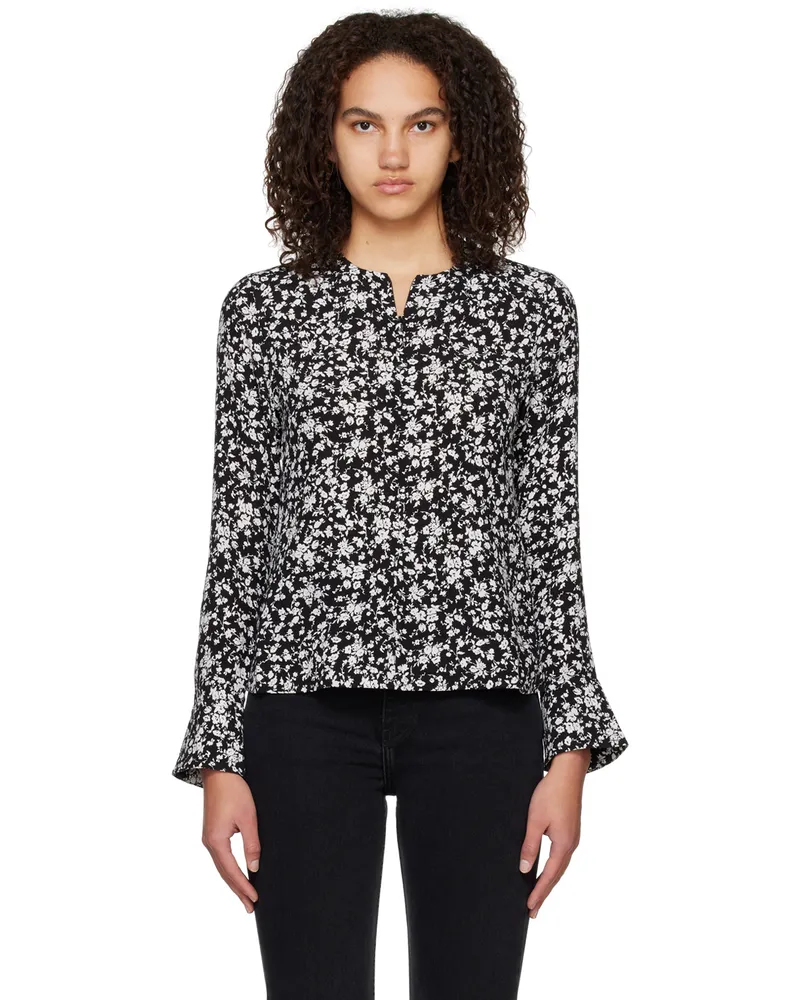 Ganni Black & White Floral Blouse 099