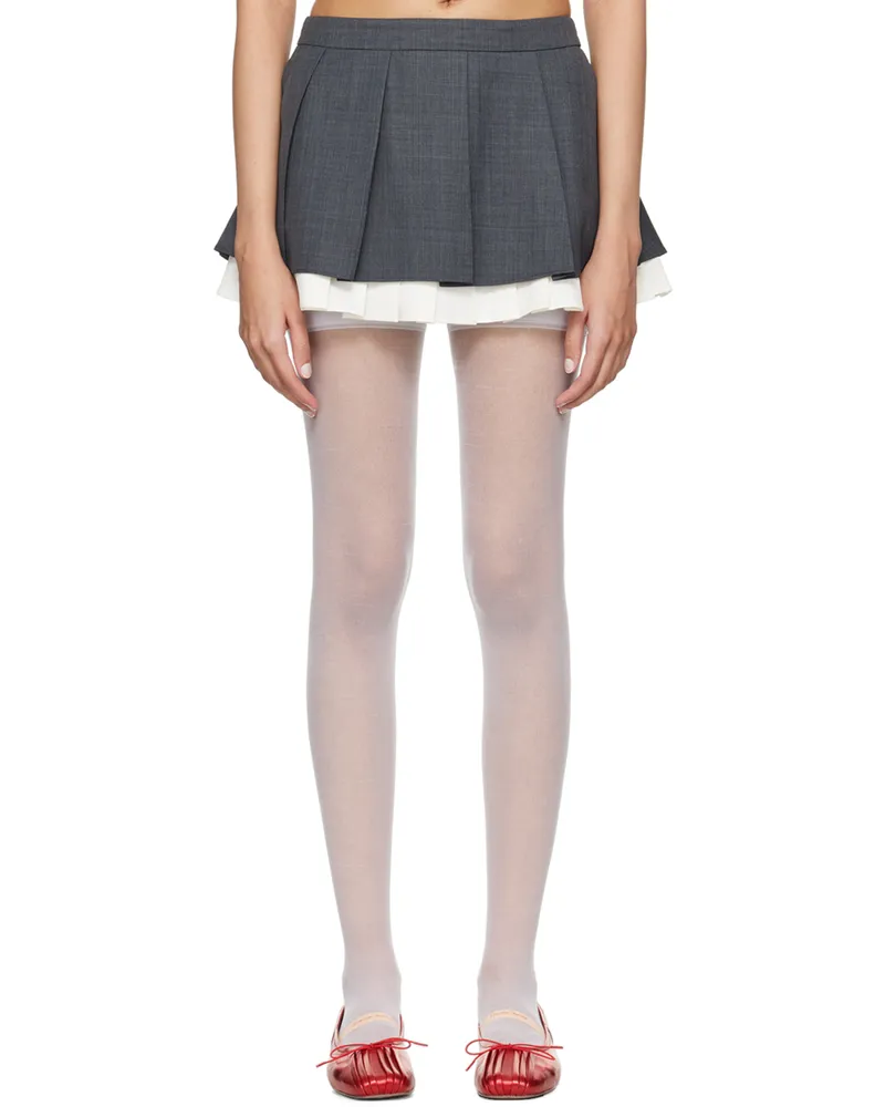 SHUSHU/TONG Gray Ruffled Pleat Miniskirt Gr100