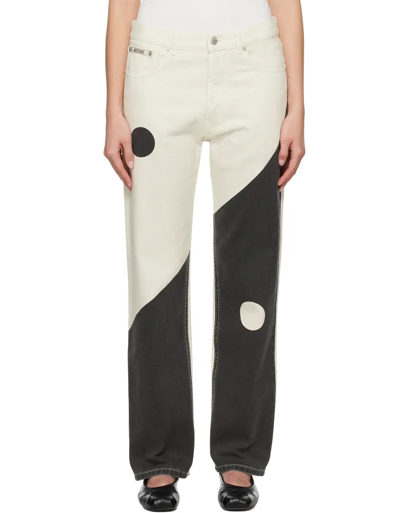 Moschino Off-White & Black Iconic Archive Tao Jeans 1003