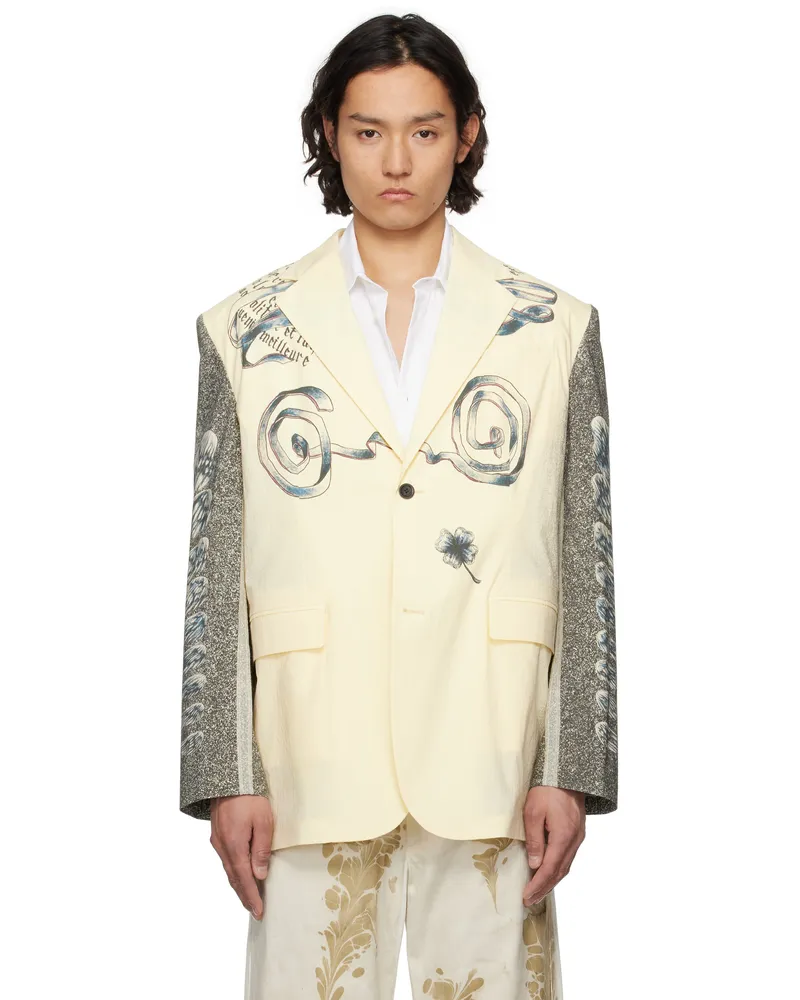 Jean Paul Gaultier Beige 'The Multi-Tattoo Suit Jacket' Blazer 0001-black