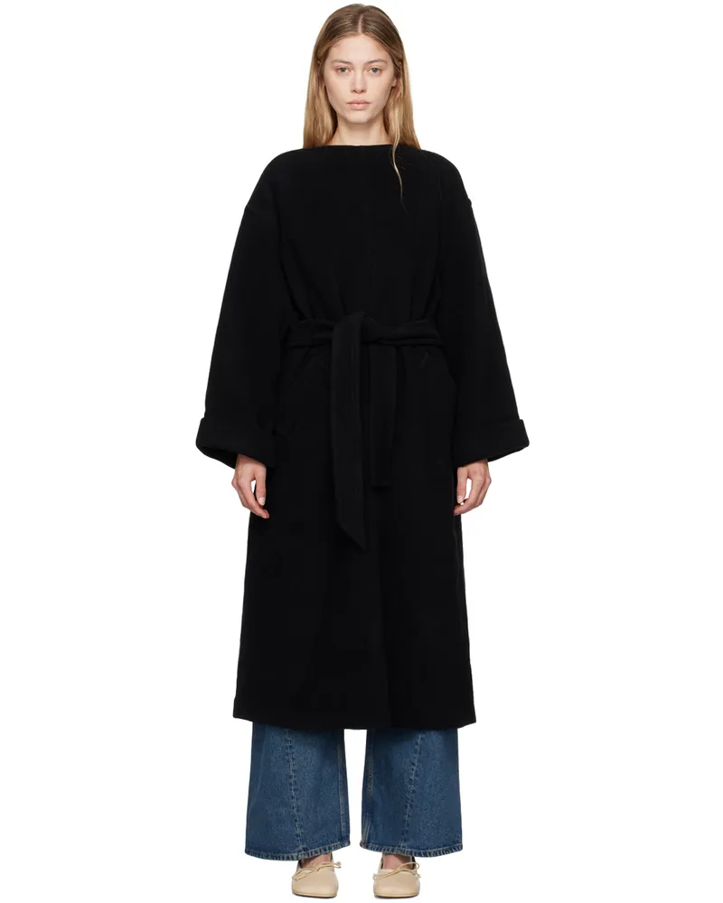 Maison Margiela Black Belted Wool Maxi Dress 900
